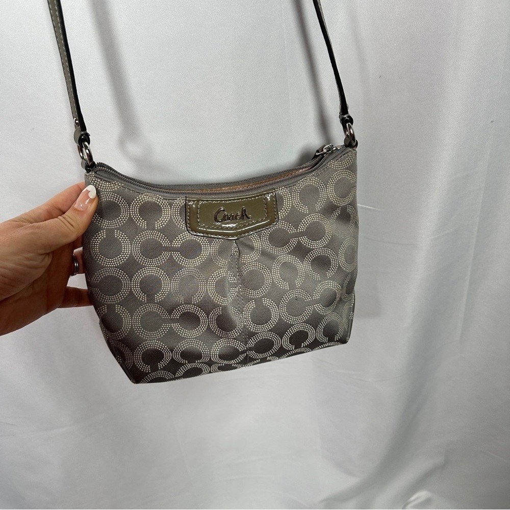 Coach Madison Dotted Op Art Jacquard Small Crossbody Bag Gray 44394 2010s Print - Picture 8 of 14